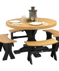LuxCraft Poly 4' Round Table Set with 4 - 28" Benches