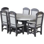 luxcraft-poly-4ft-6ft-oval-table-set-2-with-4-table-chairs-2-captain-chairs grey
