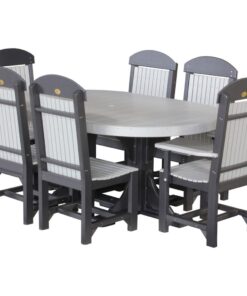 luxcraft-poly-4ft-6ft-oval-table-set-2-with-4-table-chairs-2-captain-chairs grey