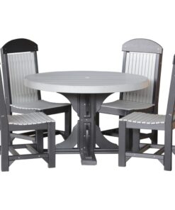 LuxCraft Poly 4' Round Table Set with 4 Regular Chairs
