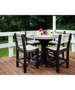 LuxCraft Poly 4' Round Table Set with 4 Island Side Chairs