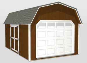Signature Lofted Garage 12x18 Chestnut Brown with Vanillin Trim Charcoal Metal