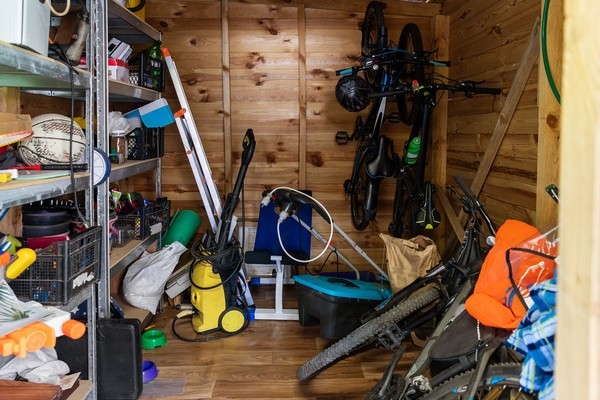 Neat interior of a shed.